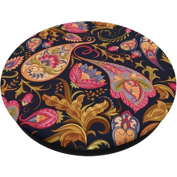 Colorful Paisley Flowers Seamless Pattern Watercolor unique PopSockets PopGrip - Picture 2 of 3